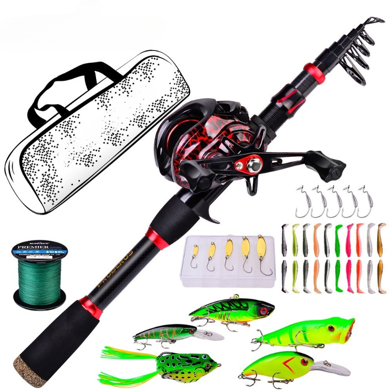 Fishing Rod Combo - Carbonfaser-Langwurf-Baitcasting-Meeresruten-Rollen-Kombination, ultraleicht, superhart, komplettes Set für